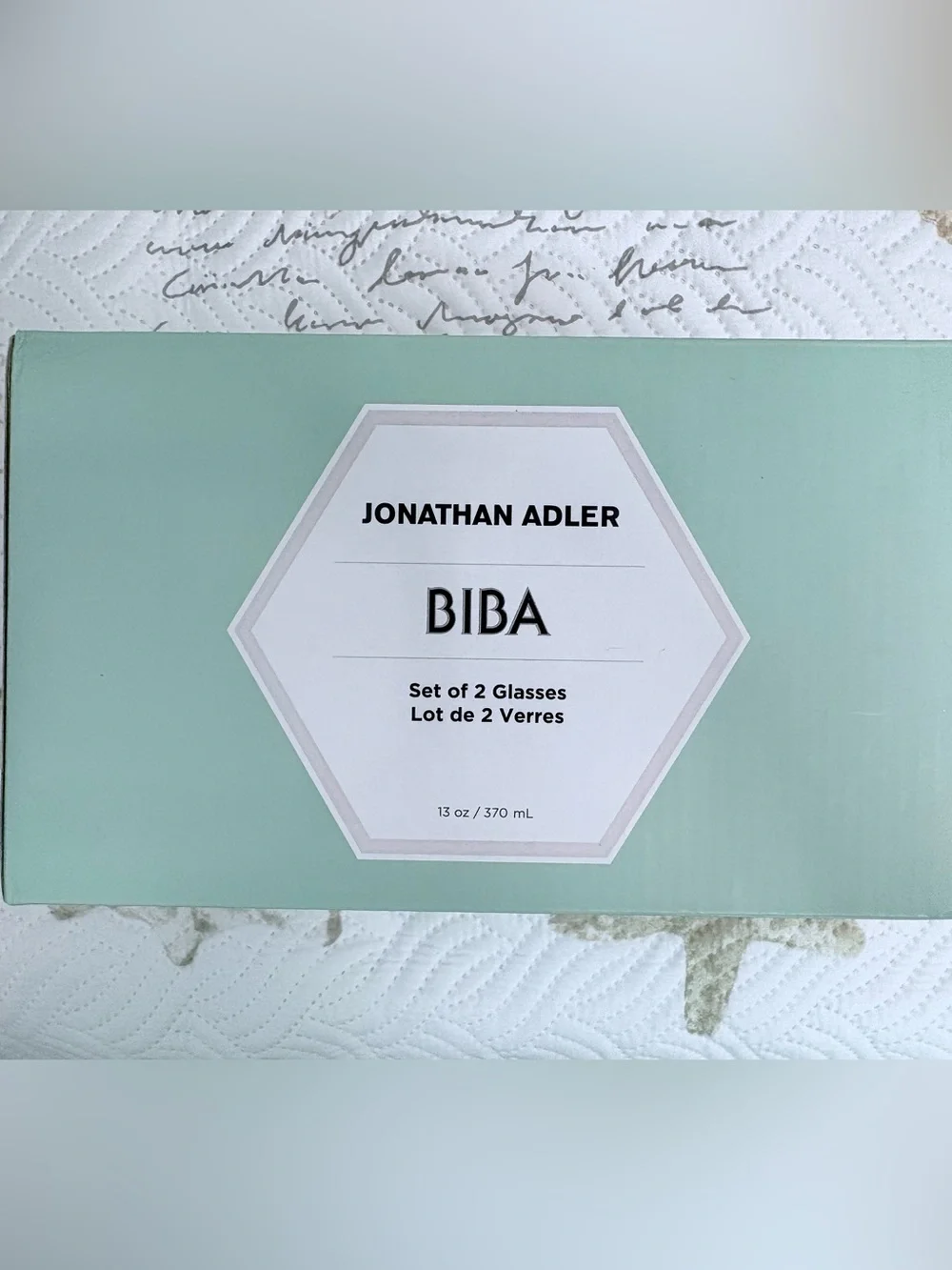 Jonathan Adler Mint Green BIBA Set of 2 Glasses